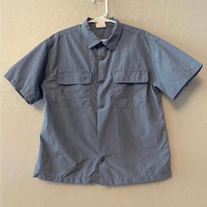⭐️Zara kids blue snap button down shirt size 7